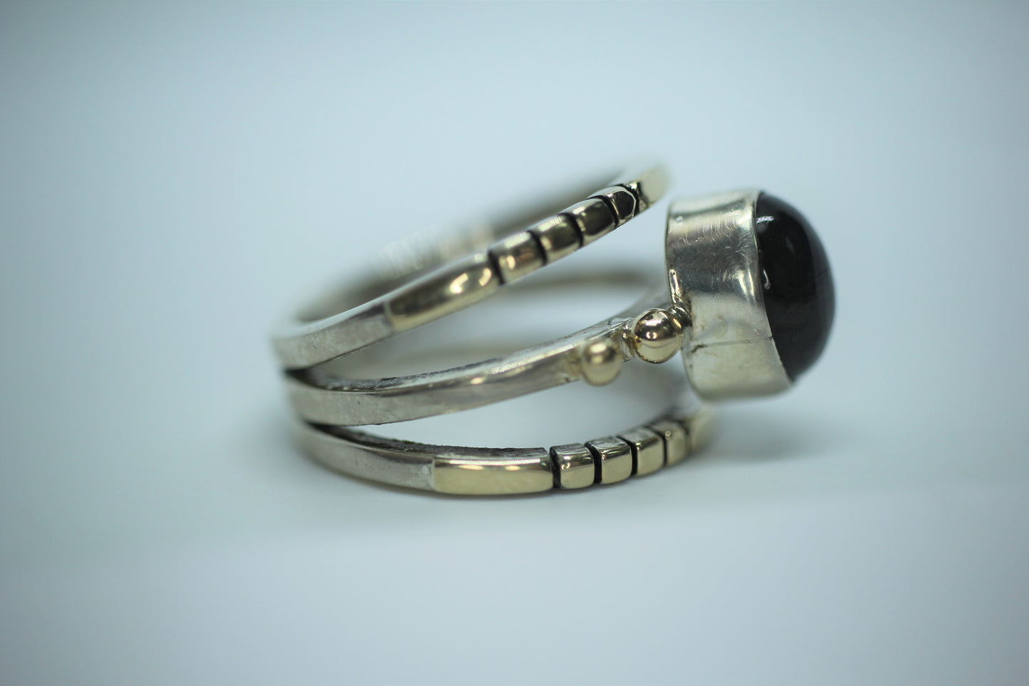 Sterling Silver & 14k Yellow Gold Labradorite? Ring - Size 8.25