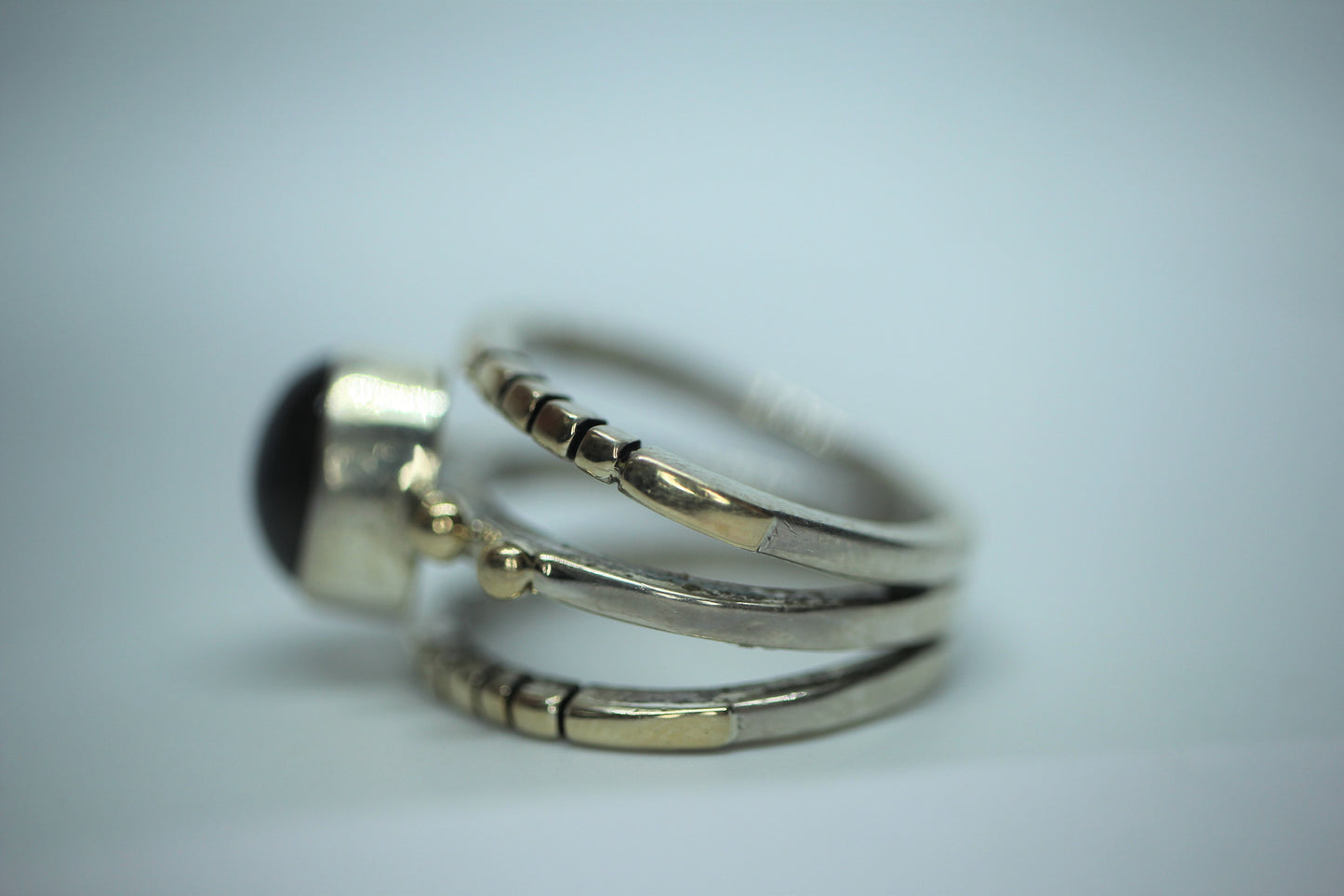 Sterling Silver & 14k Yellow Gold Labradorite? Ring - Size 8.25