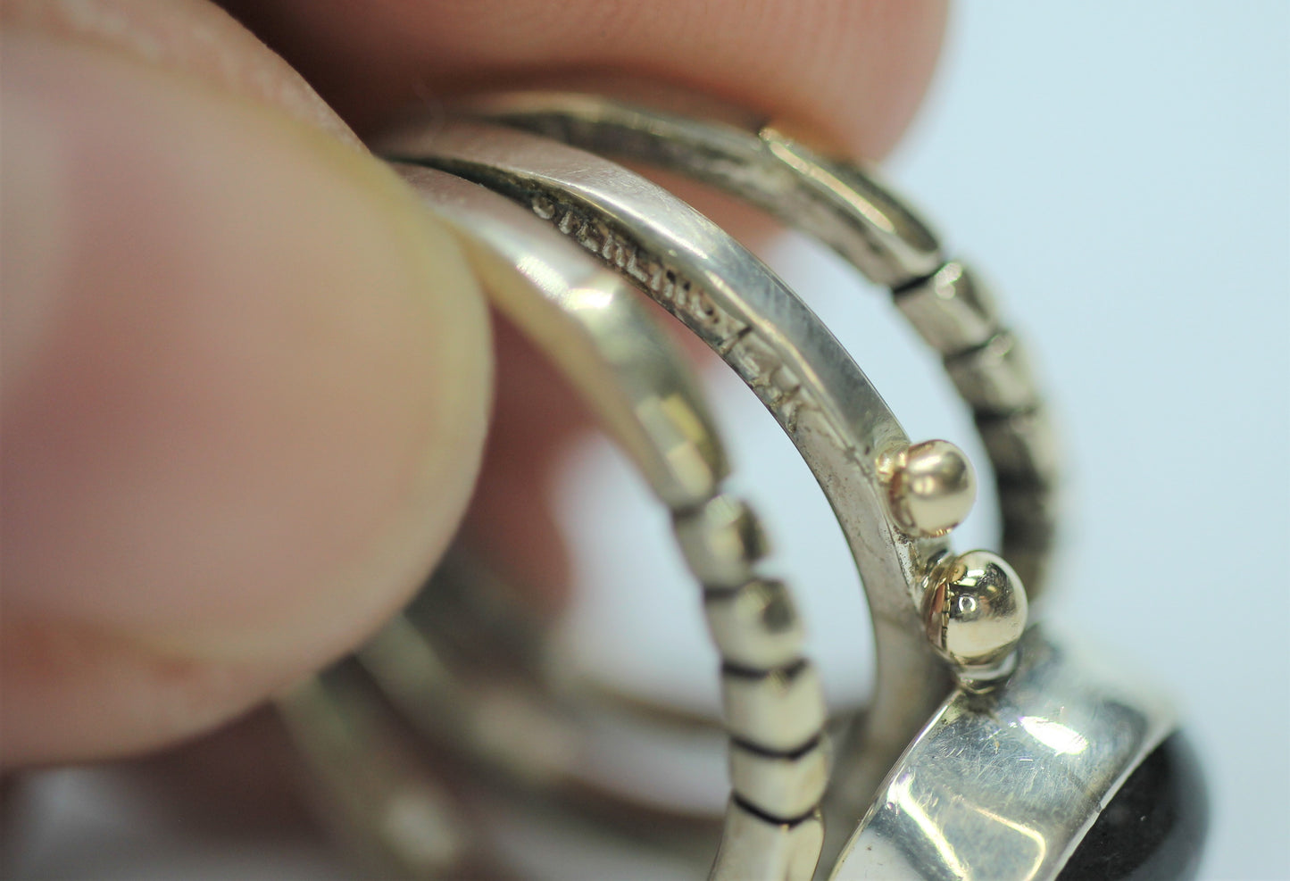 Sterling Silver & 14k Yellow Gold Labradorite? Ring - Size 8.25