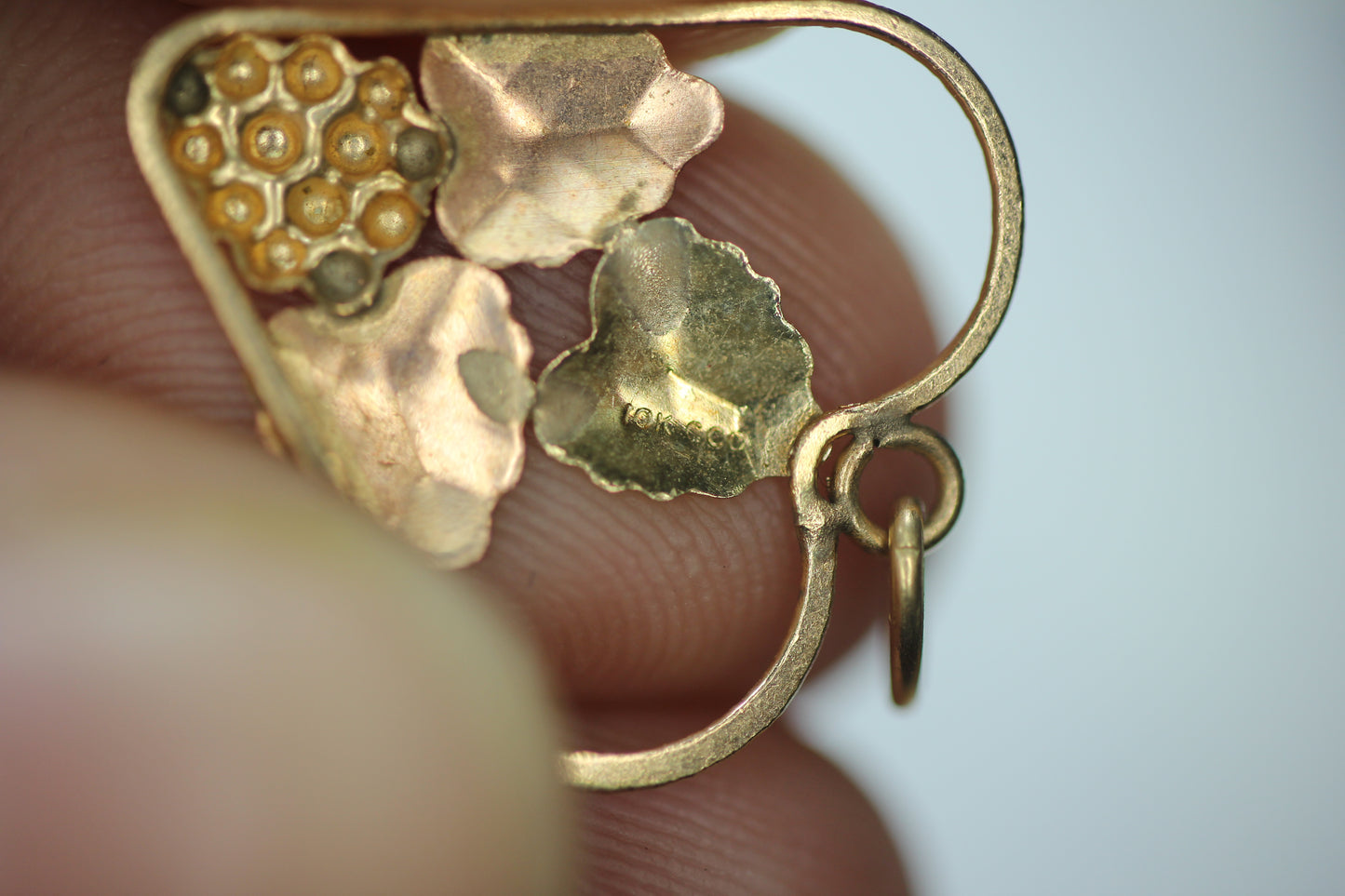 10k Gold Black Hills Gold Grape Leaf Grapes Heart Pendant