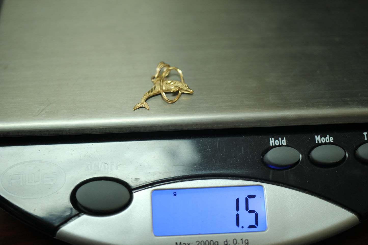 14k Yellow Gold Dolphin Jumping Through Hoop Pendant / Charm