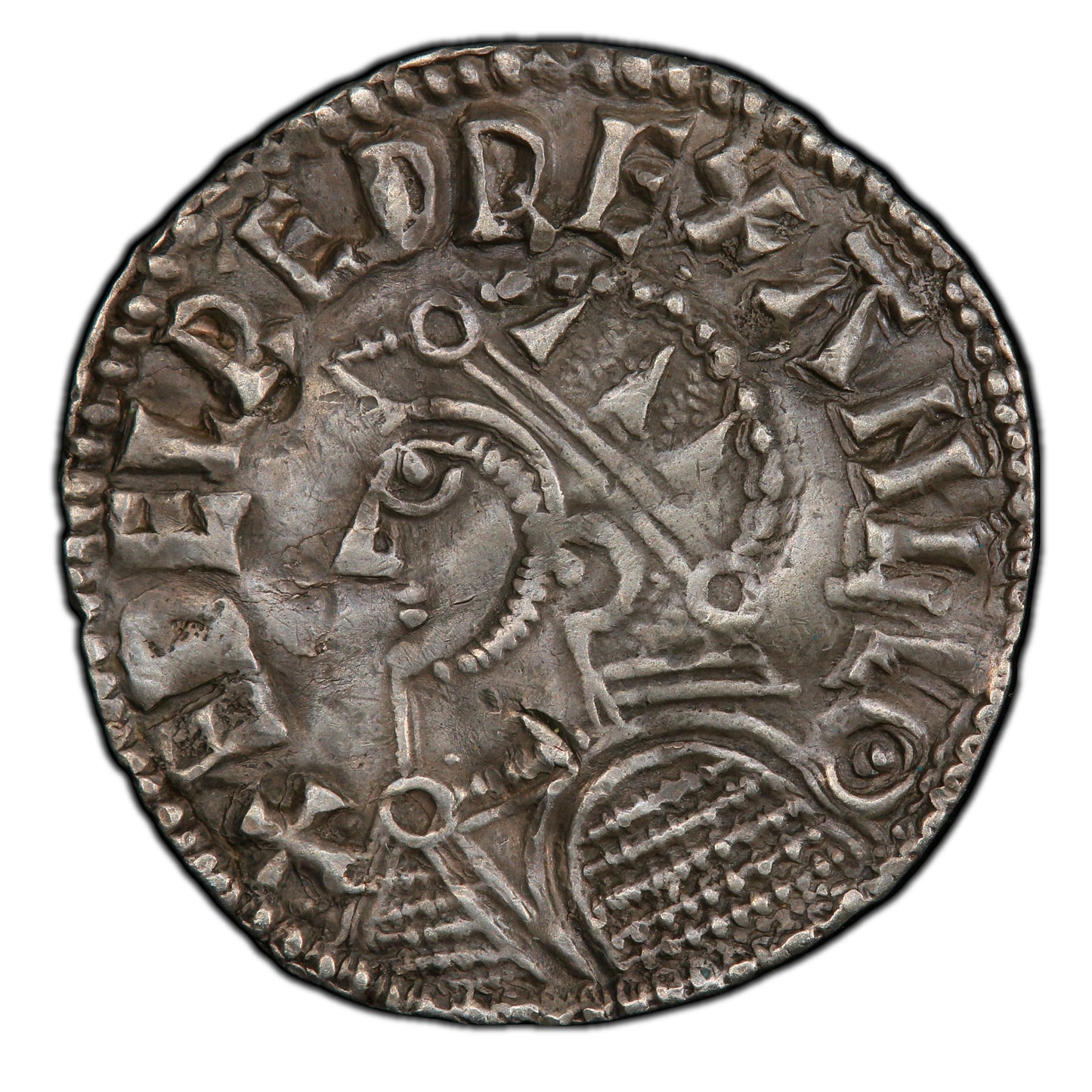 978-1016 Great Britain One Penny Silver Coin S-1152 Aethelred II - PCGS XF Detail