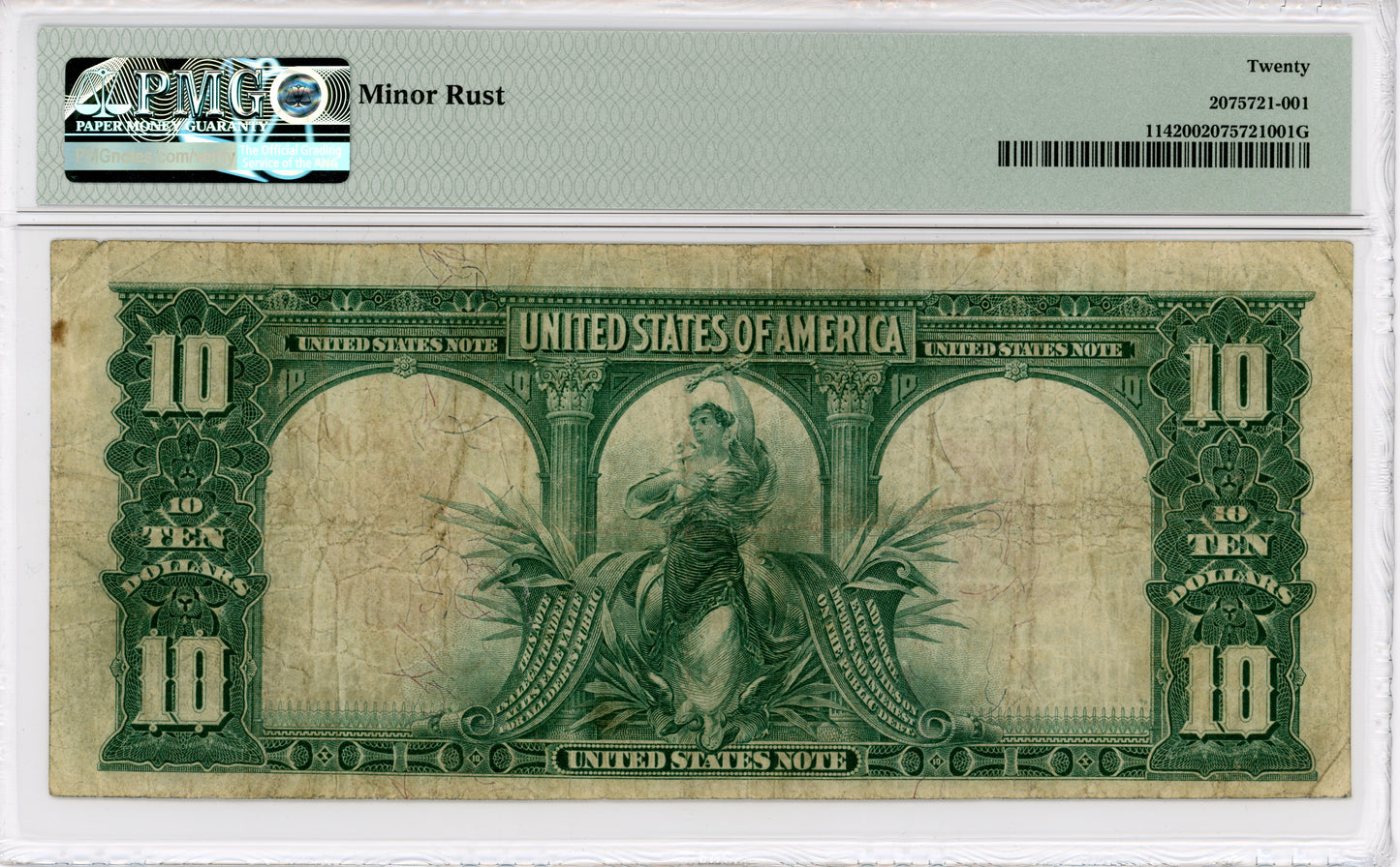 1901 $10 Legal Tender Bison Certified PMG 20 FR#114 Lyons Roberts