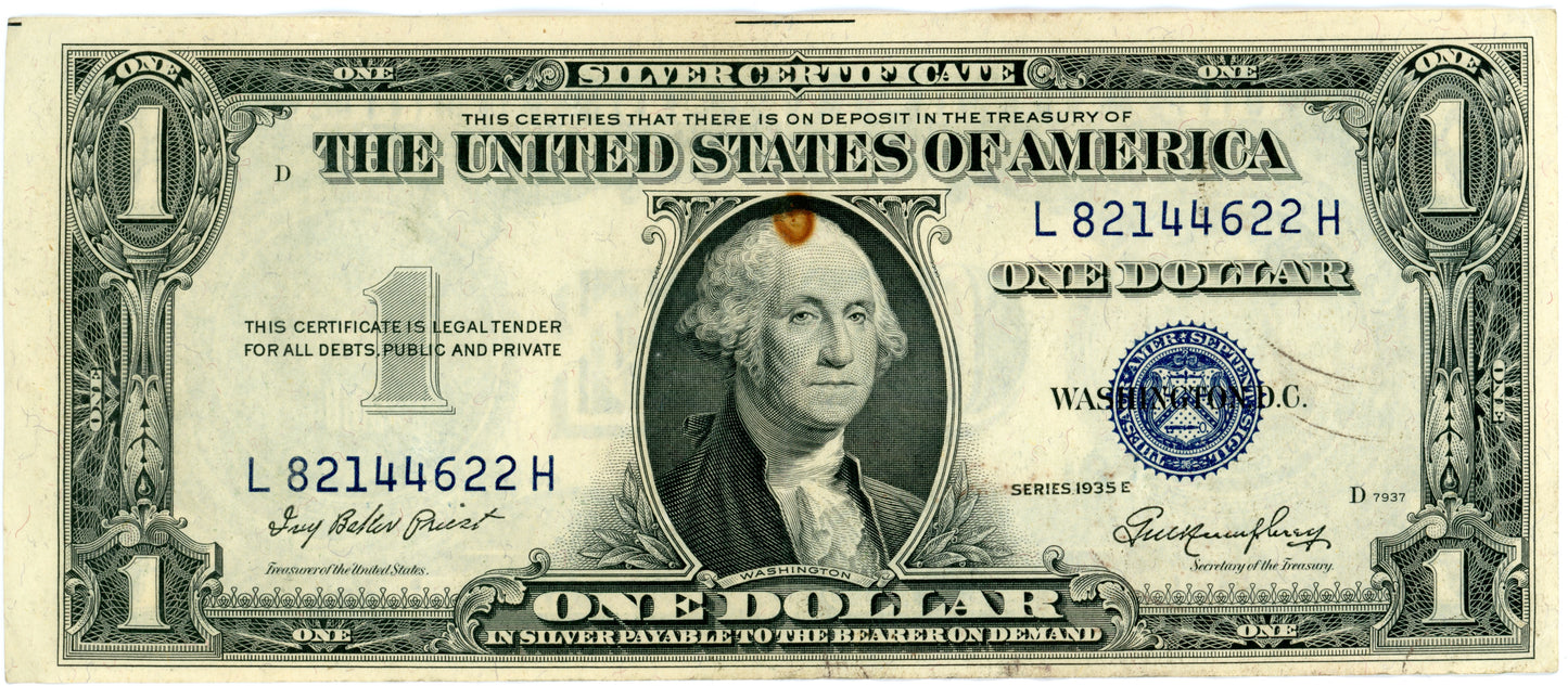 1935 E $1 Silver Certificate Priest Humphrey F-1614