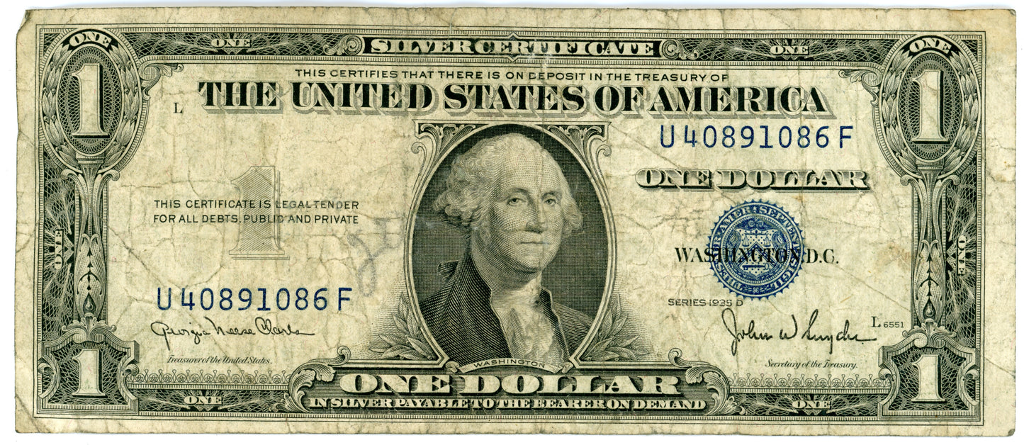 1935 D $1 Silver Certificate Clark Snyder F-1613N U40891086F