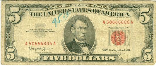 1963 5$ FRN Granahan and Dillon F-1967F Devils Fiver 666 in S/N