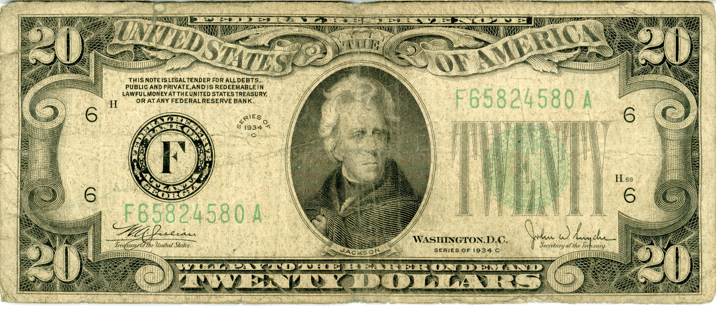 1934 C 20$ FRN Julian and Snyder F-2057F F65824580A