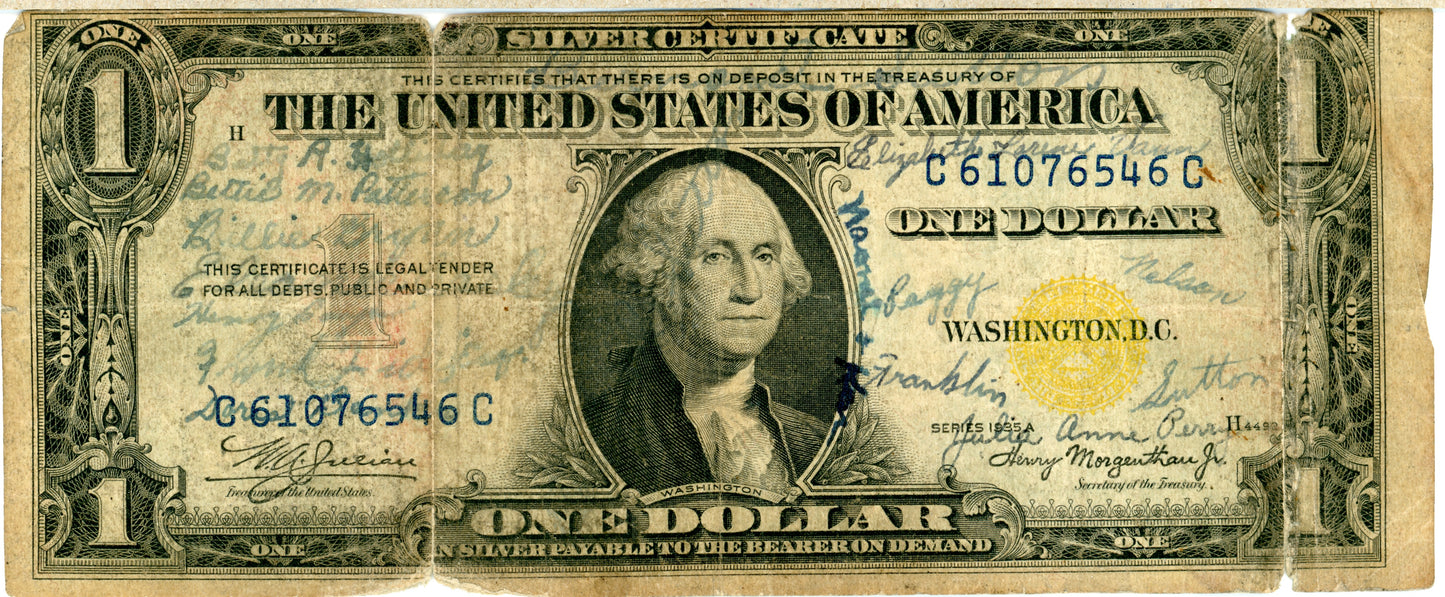 1935 A $1 Silver Cert Yellow Seal South Africa Julian Morgenthau F-2306