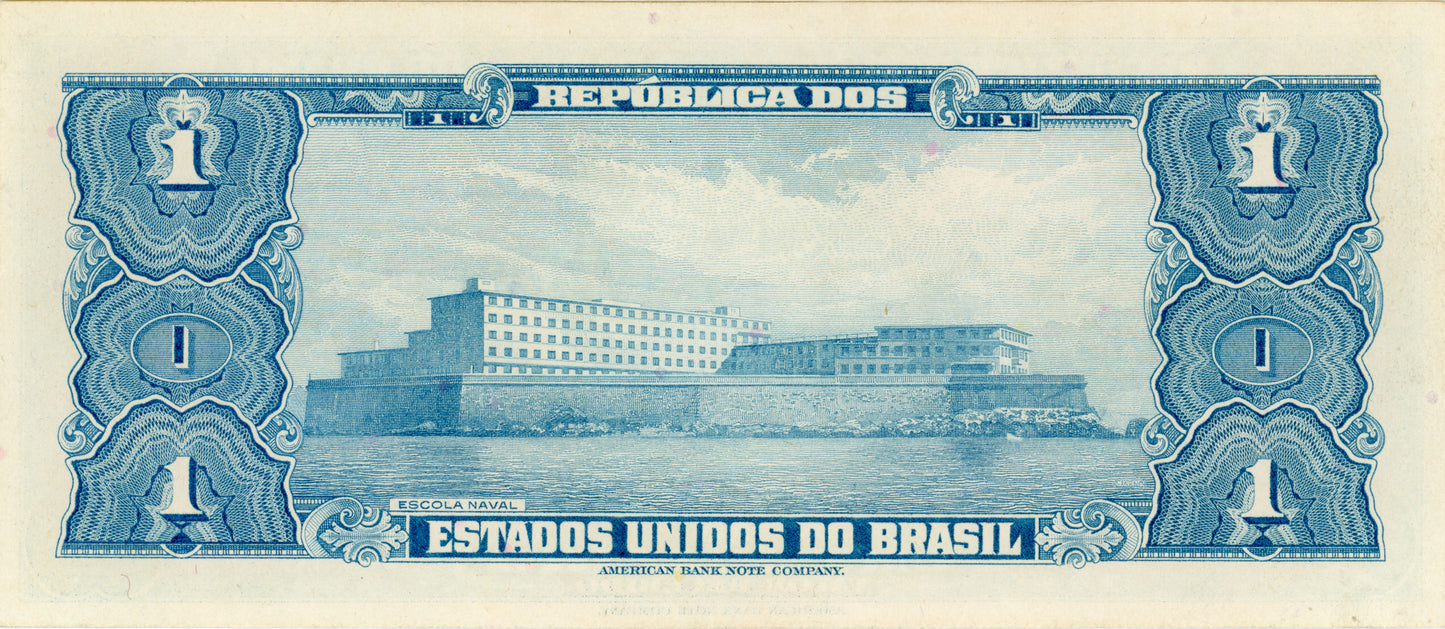 1 Cruzeiro Brazil Brasil Bank Note Currency Super Crisp Note Serie 3571