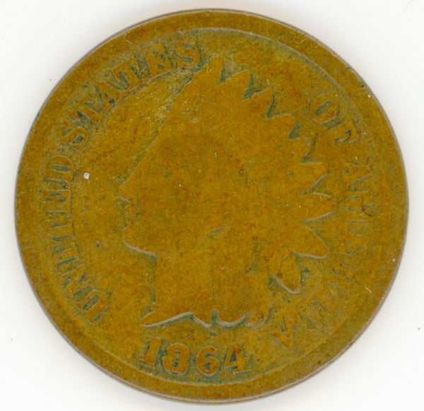 1864 "L" Indian Head Cent, L Not Visible Snow-1! Pointed Bust RPD