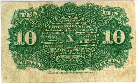 1869 Fourth Issue Fractional 10 Cent Currency Note FR-1259 40MM Seal Violet Threads