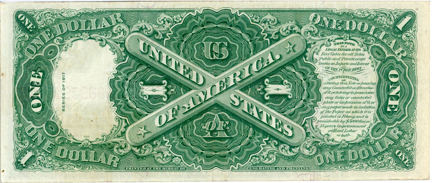 1917 $1 Legal Tender Note Bill F-38 M96559958A