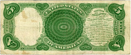 1907 $5 Legal Tender Note Speelman White F-91 K99517712