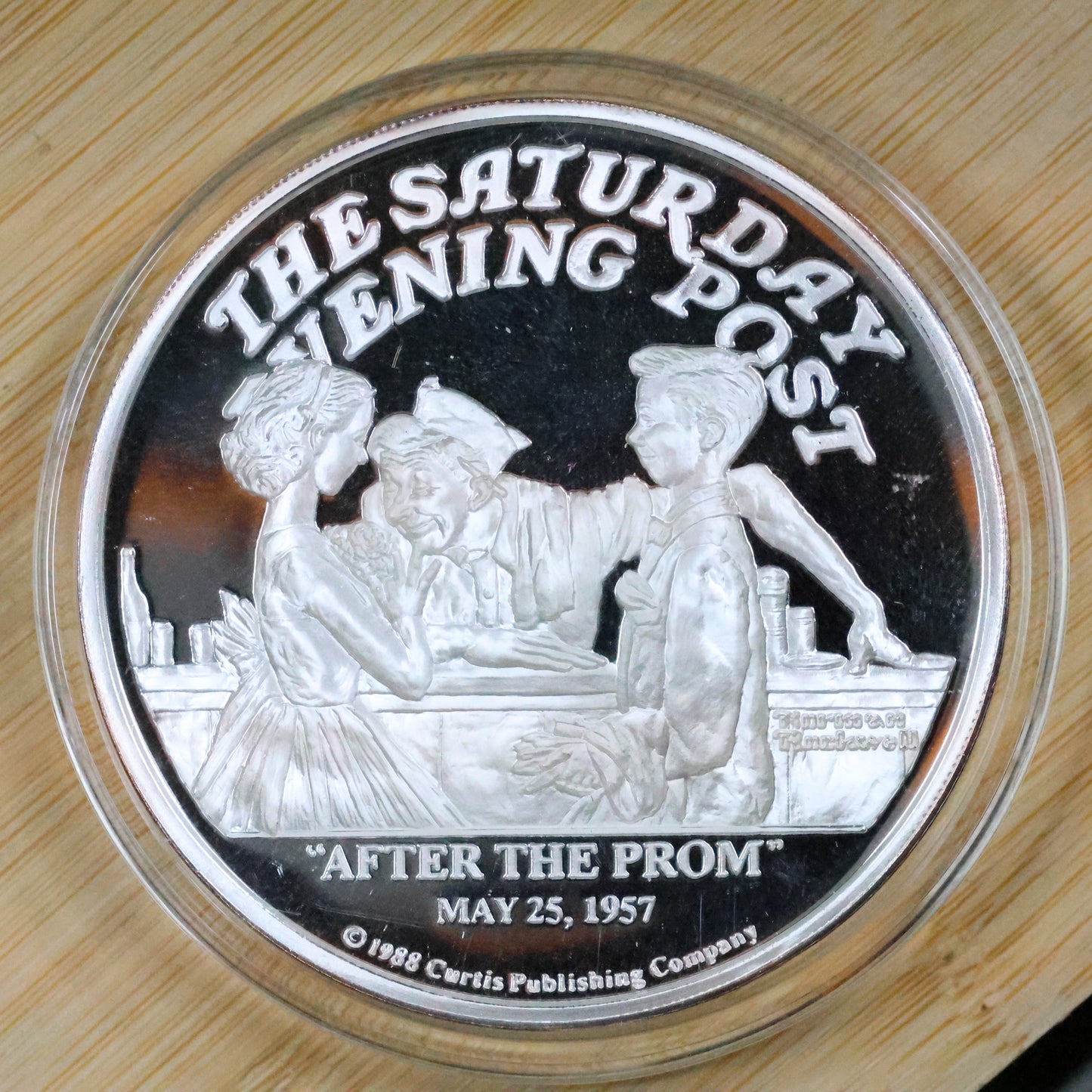 Saturday Evening Post Norman Rockwell "After the Prom" 5 oz .999 Fine Silver Round w/ Capsule