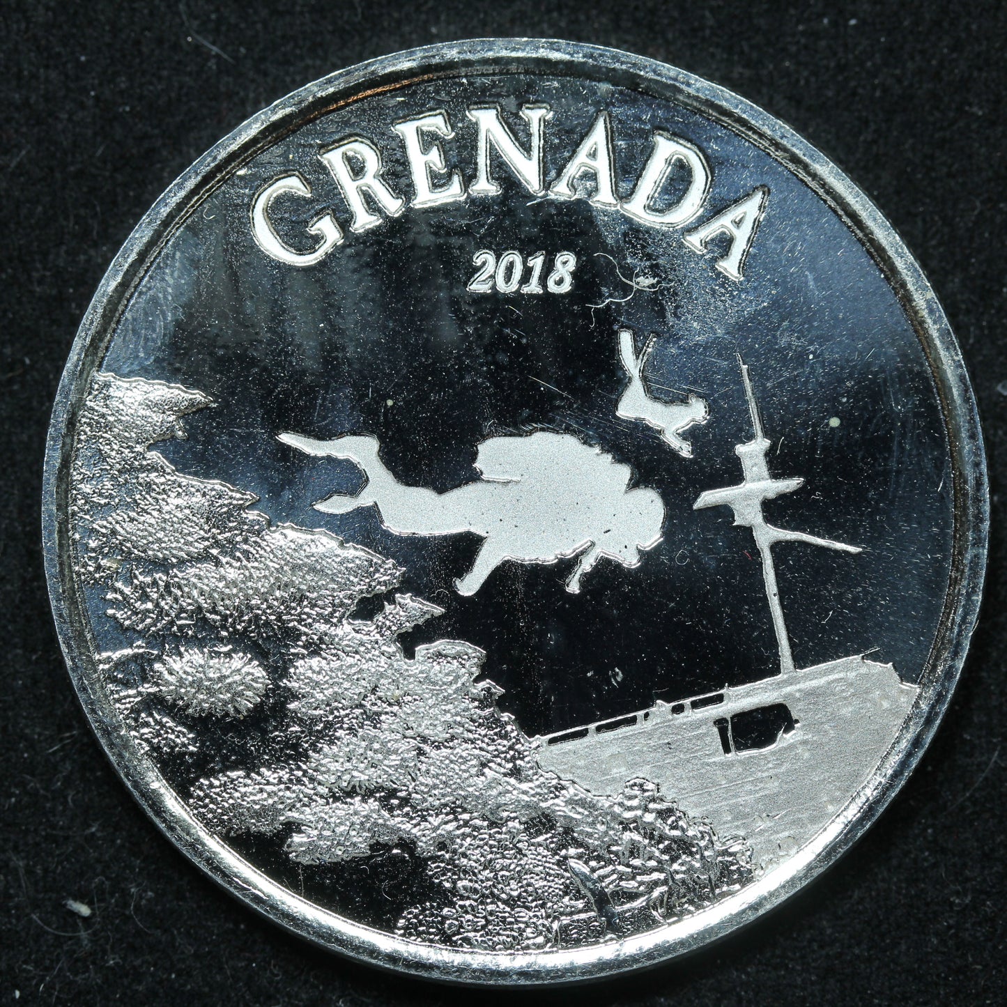 2018 $2 Two Dollars Grenada Diving Paradise 1 oz .999 Fine Silver Coin w/ Capsule