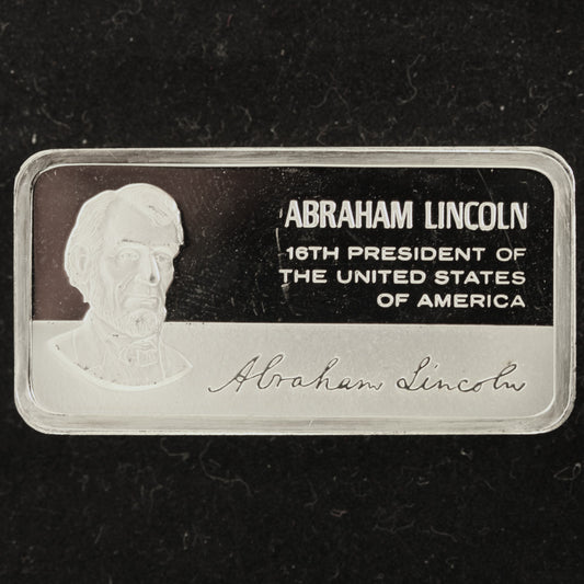 Franklin Mint Presidents Abraham Lincoln 1000 Grain Sterling Silver Ingot