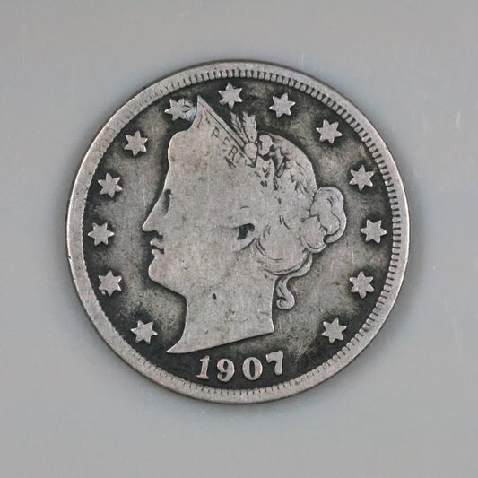 1907 Five Cent Coin 5c Liberty V Nickel