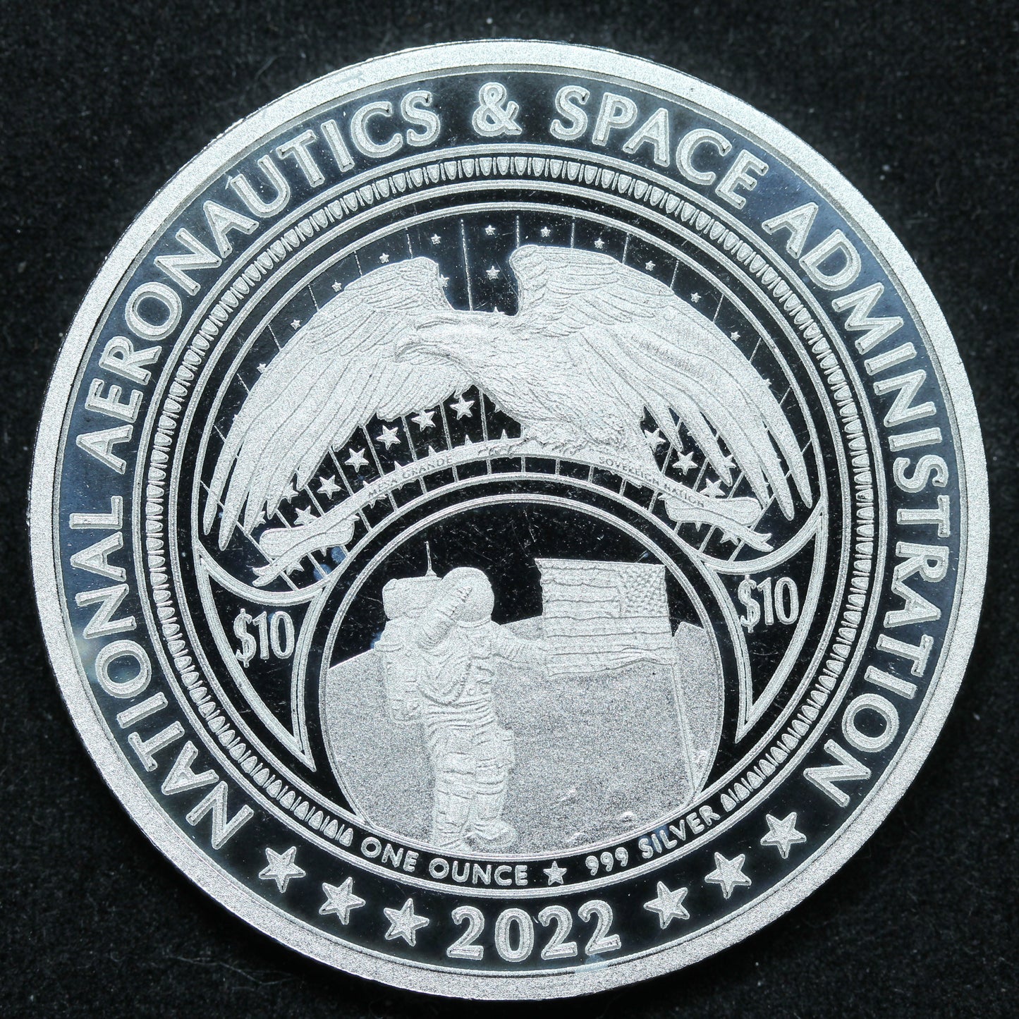 1 oz .999 Fine Silver - 2022 Mesa Grande $10 NASA Meatball Logo
