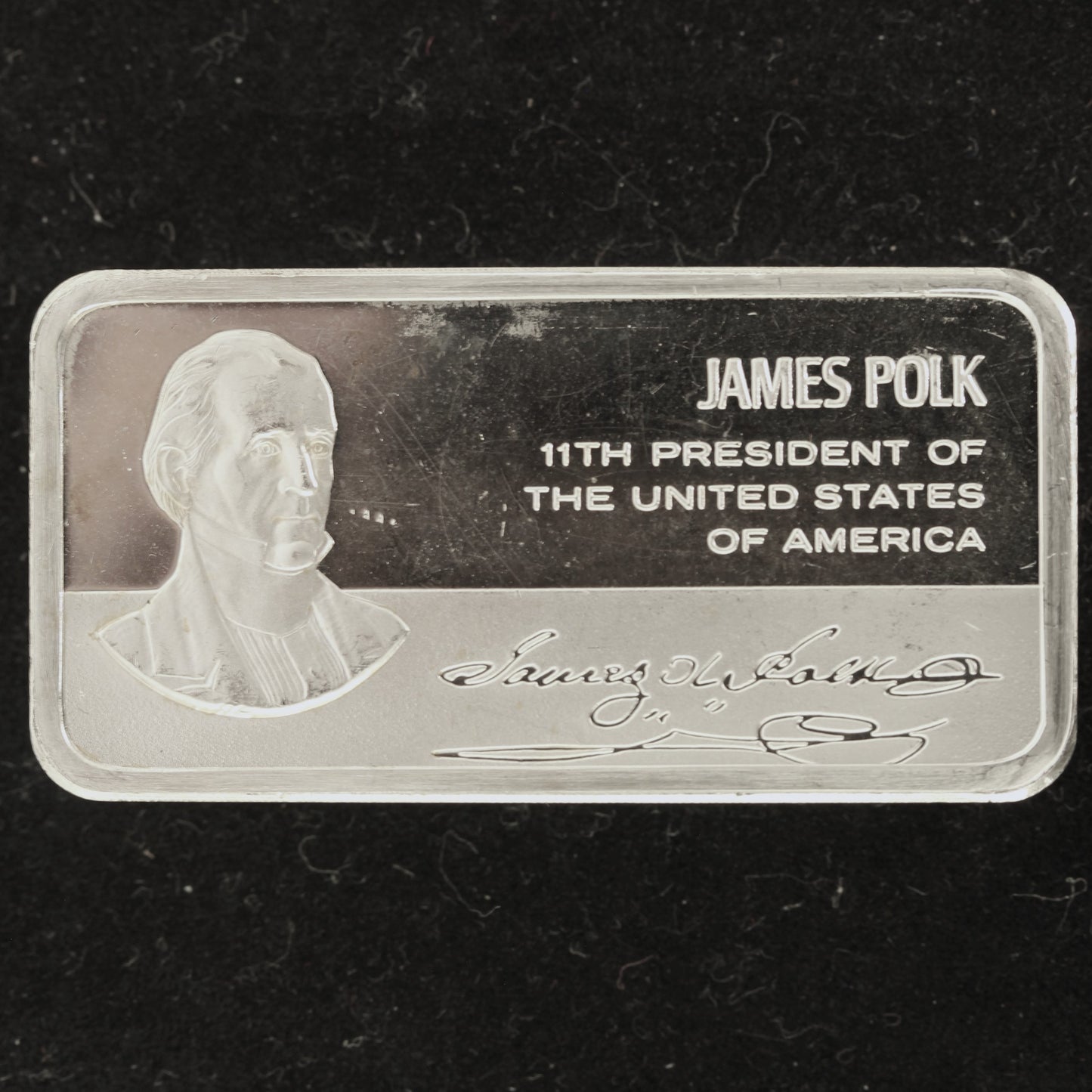 Franklin Mint Presidents James Polk 1000 Grain Sterling Silver Ingot