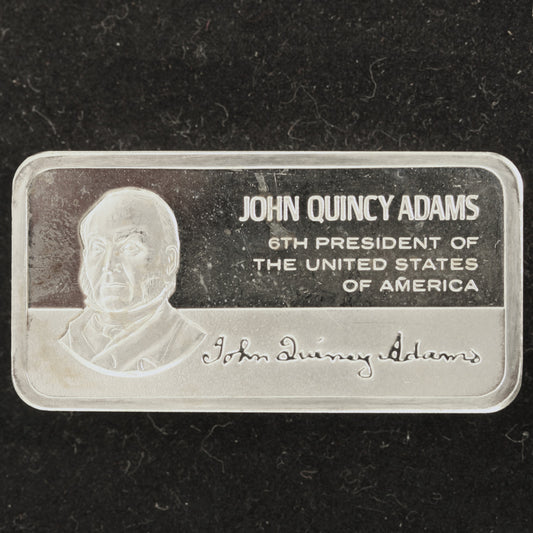 Franklin Mint Presidents John Quincy Adams 1000 Grain Sterling Silver Ingot