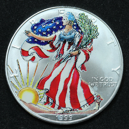 1999 American Silver Eagle $1 Bullion Coin .999 Fine Colorized Painted Lady
