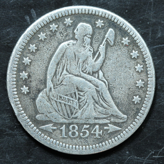 1854 Seated Liberty Silver Quarter Philadelphia