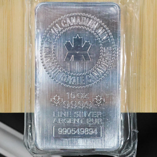 10 oz t RCM (Royal Canadian Mint) .9999 fine Silver Bar Serialized