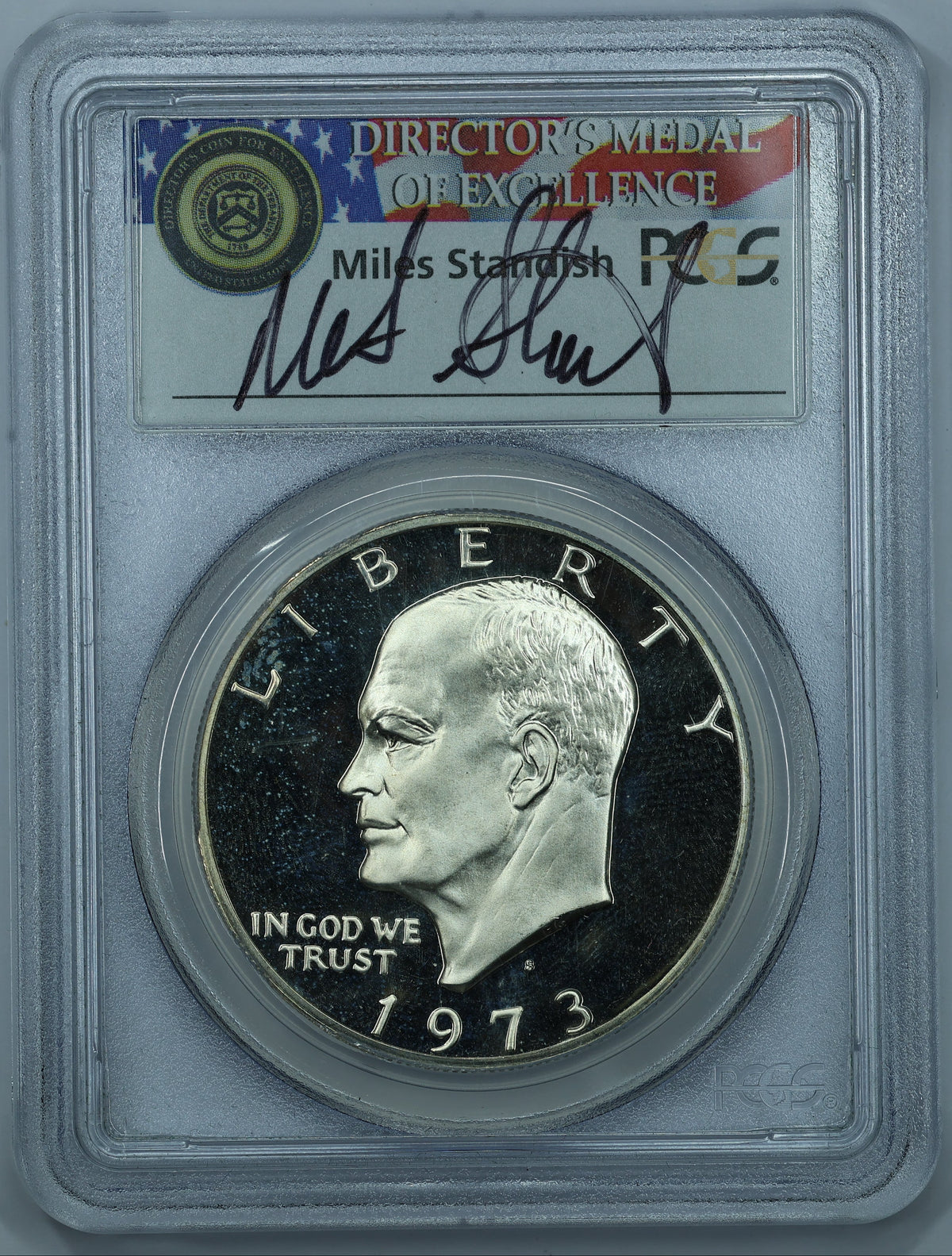 1973 S (San Francisco) Eisenhower Silver Dollar $1 - PCGS PR69 DCAM Miles Standish