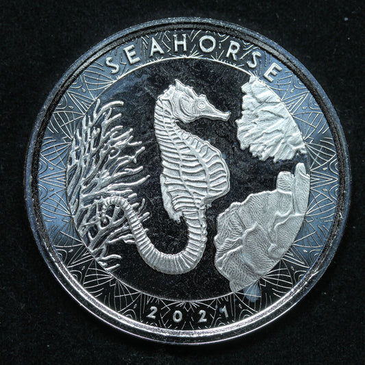 2021 Samoa 1 oz .999 Fine Silver SEAHORSE 2 Tala Coin Ocean Reef w/ Capsule