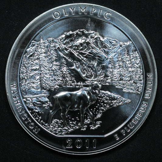2011 America the Beautiful 5 oz Silver Quarter Olympic Washington /w Capsule