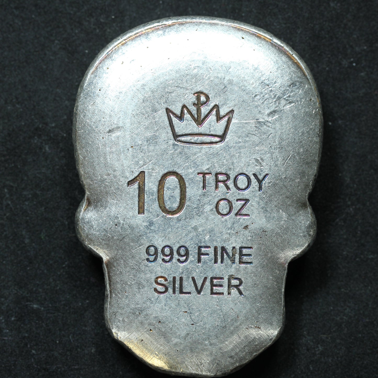 10 oz .999 Fine Silver Skull - Monarch Precious Metals Day of the Dead Heart Skull