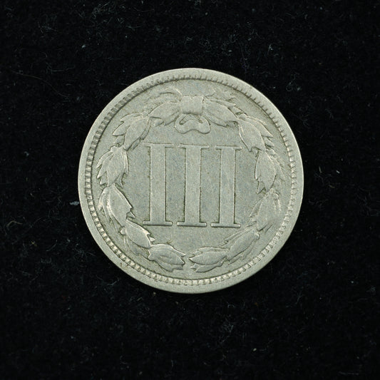 1865 Three 3 Cent 3c Nickel