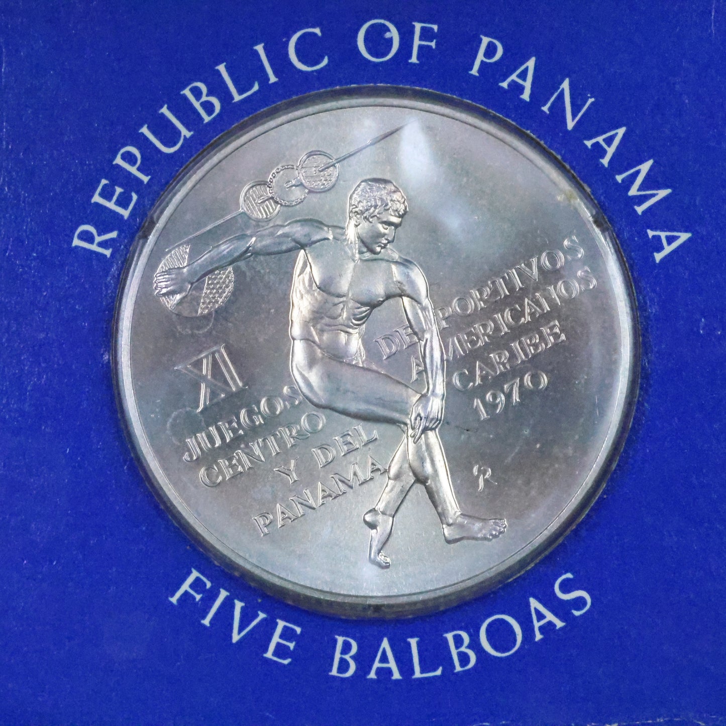 1970 Republic of Panama Five 5 Balboas Silver Uncirculated Coin Original Package