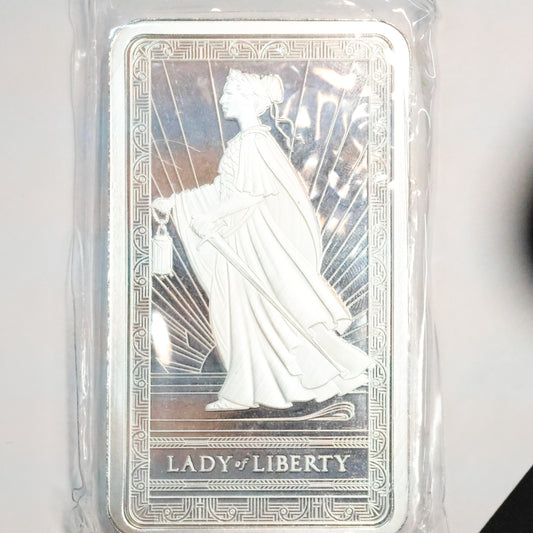 Pamp Suisse 10 Troy oz .999 Fine Silver Lady of Liberty Bar