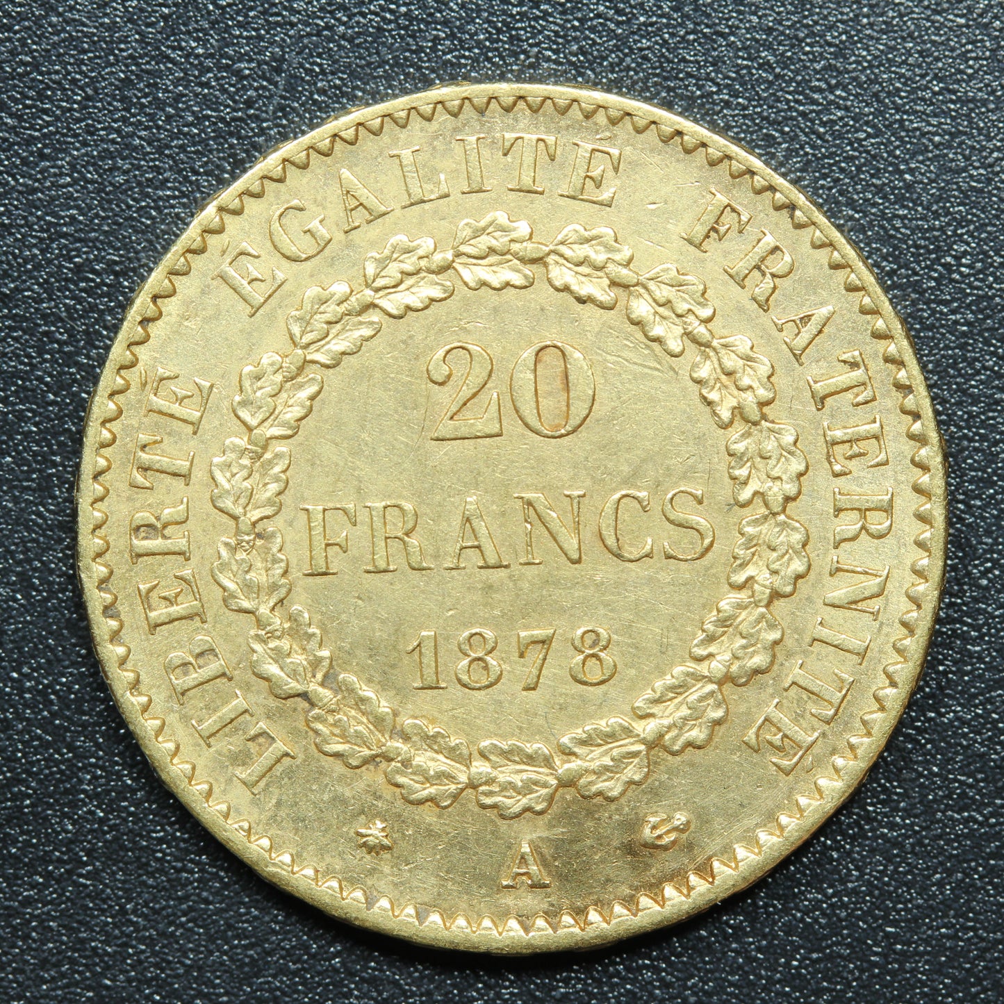 1878 A French Gold 20 Francs Lucky Angel Coin - KM# 825