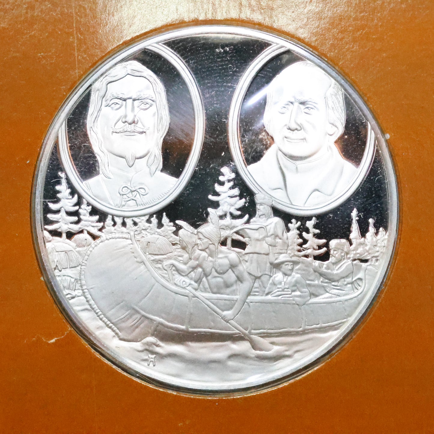Franklin Mint The Great Explorers STERLING SILVER Art Round - Joliet & Marquette