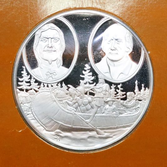 Franklin Mint The Great Explorers STERLING SILVER Art Round - Joliet & Marquette
