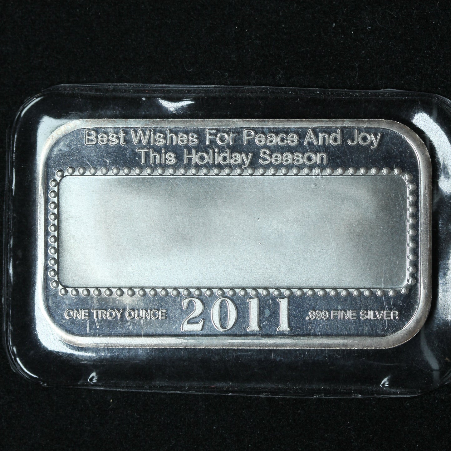 1 oz .999 Fine Silver - 2011 Christmas Art Bar Let There Be Peace Engravable - Sealed