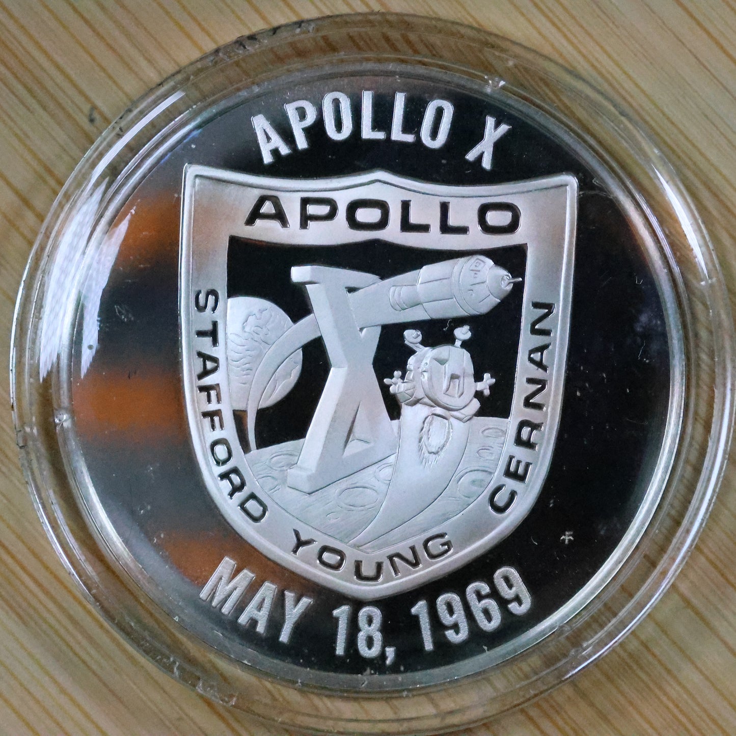 Franklin Mint American Space Flight Medal - Apollo X Sterling Silver Proof w/ Capsule