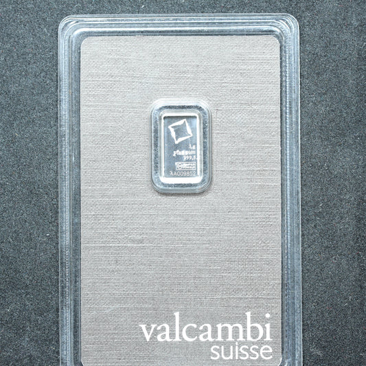 Valcambi Suisse 1 Gram Platinum Bar .9995 Fine in Assay