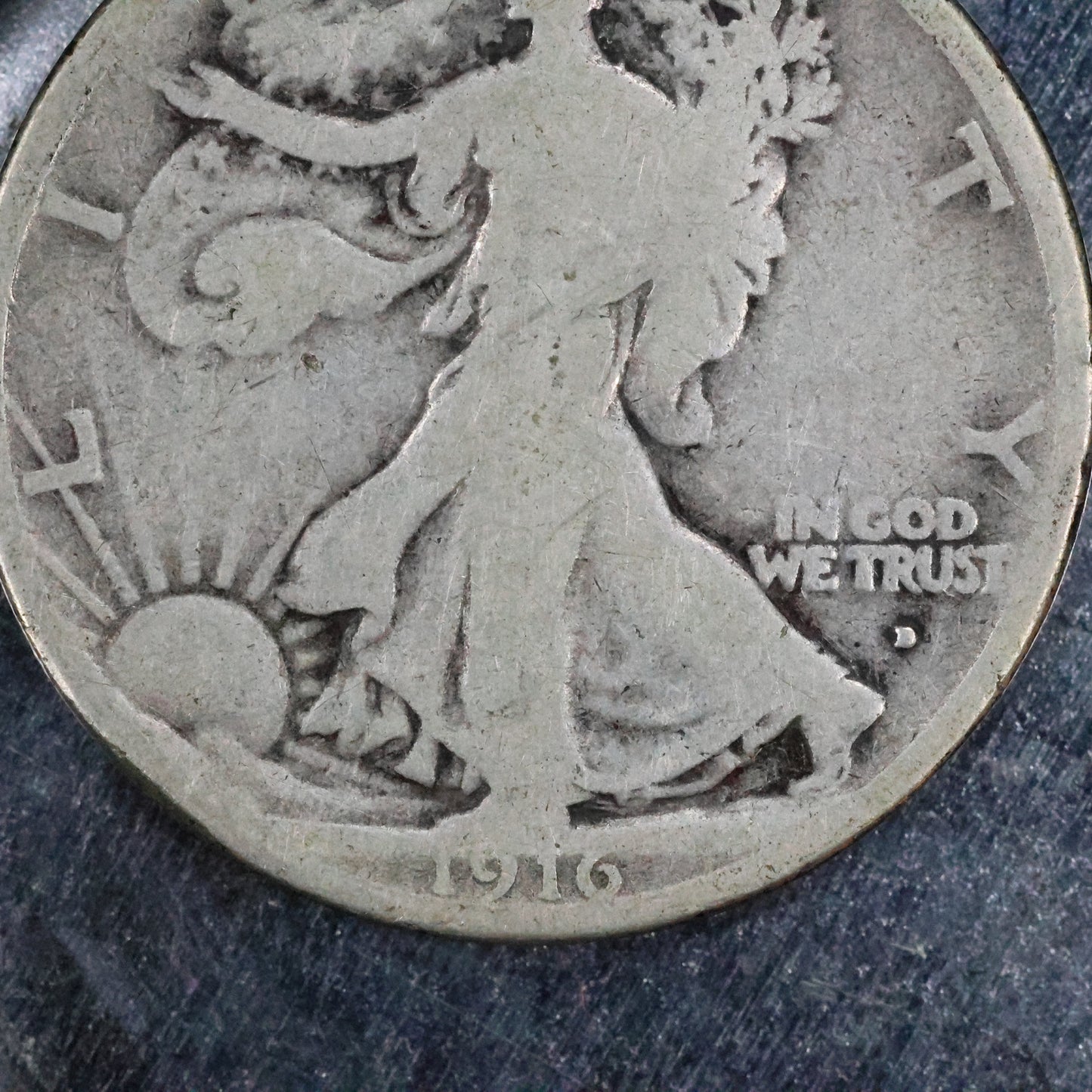 1916 D (Denver) Walking Liberty Silver Half Dollar 50c