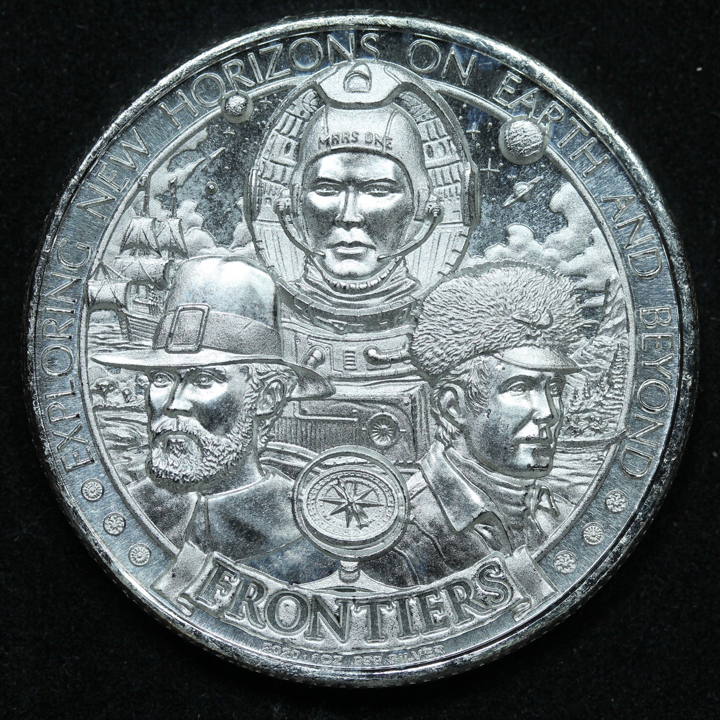 1 oz .999 Fine Silver Round 2020 WESTWARD HO! Frontiers Series w/ Capsule