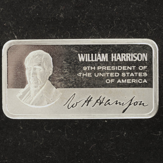 Franklin Mint Presidents William Harrison 1000 Grain Sterling Silver Ingot