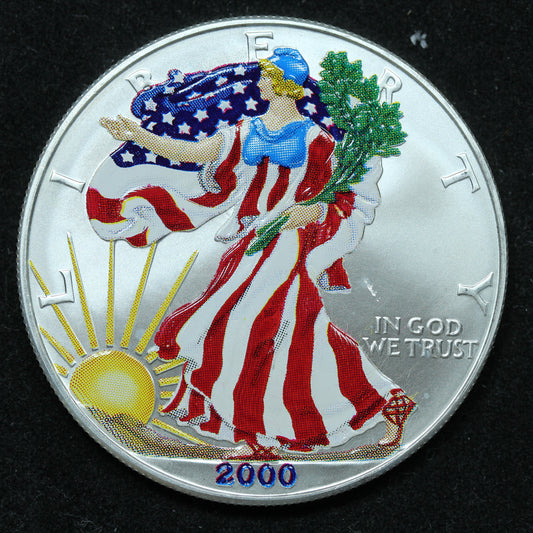 2000 American Silver Eagle $1 Bullion Coin .999 Fine Colorized Painted Lady
