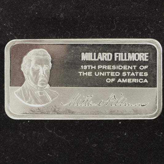 Franklin Mint Presidents Millard Fillmore 1000 Grain Sterling Silver Ingot