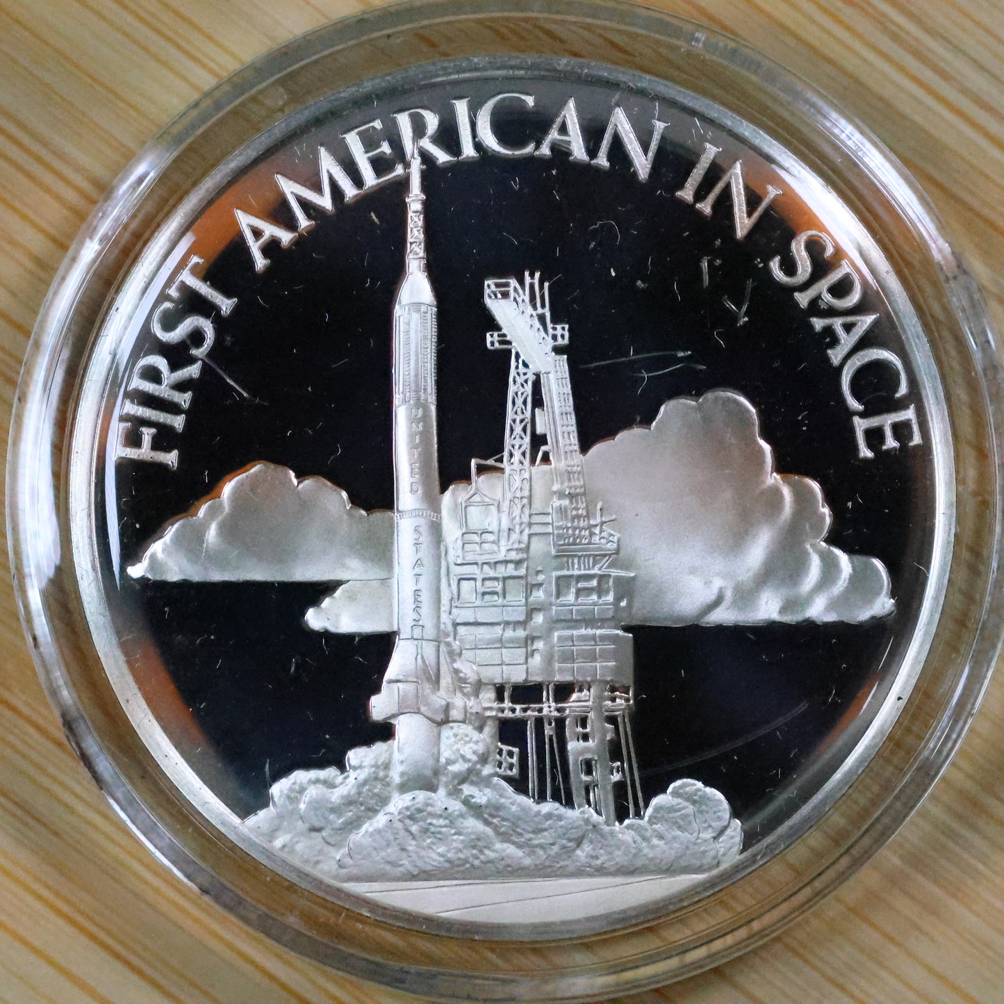 Franklin Mint American Space Flight Medal - Mercury 3 Sterling Silver Proof w/ Capsule