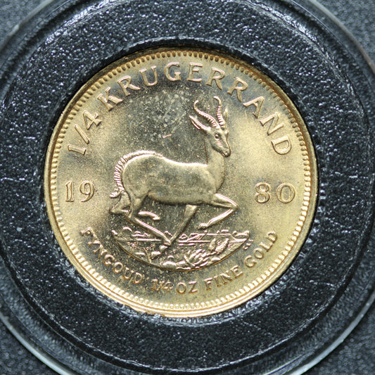 1980 1/4 oz South African Gold Krugerrand Bullion Coin w/ Capsule (#2)