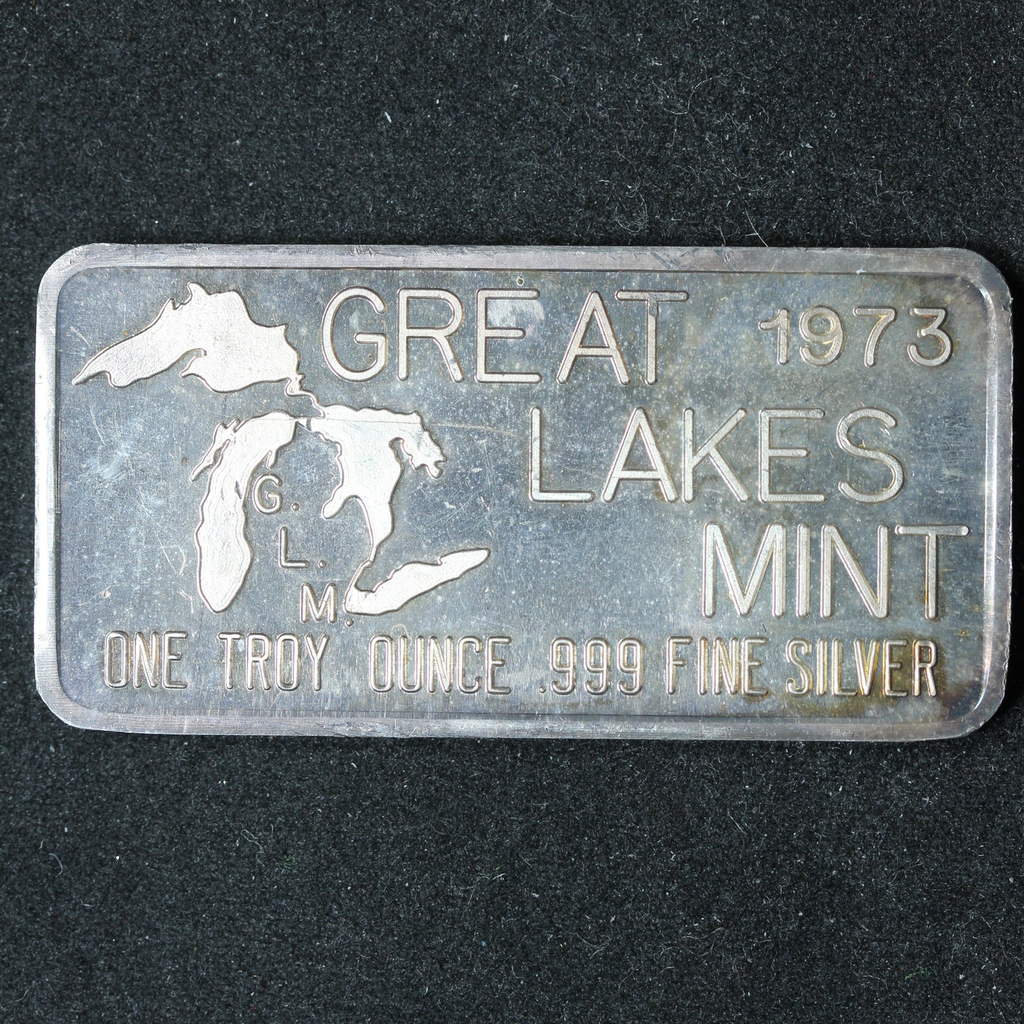 1 oz .999 Fine Silver Bar - Great Lakes Mint 1973 Good Luck Horseshoe Clover