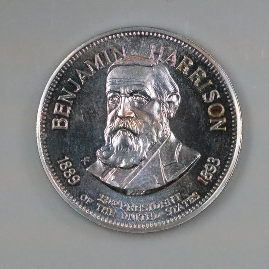 Franklin Mint Presidential Commemorative Sterling Silver Medal - Benjamin Harrison