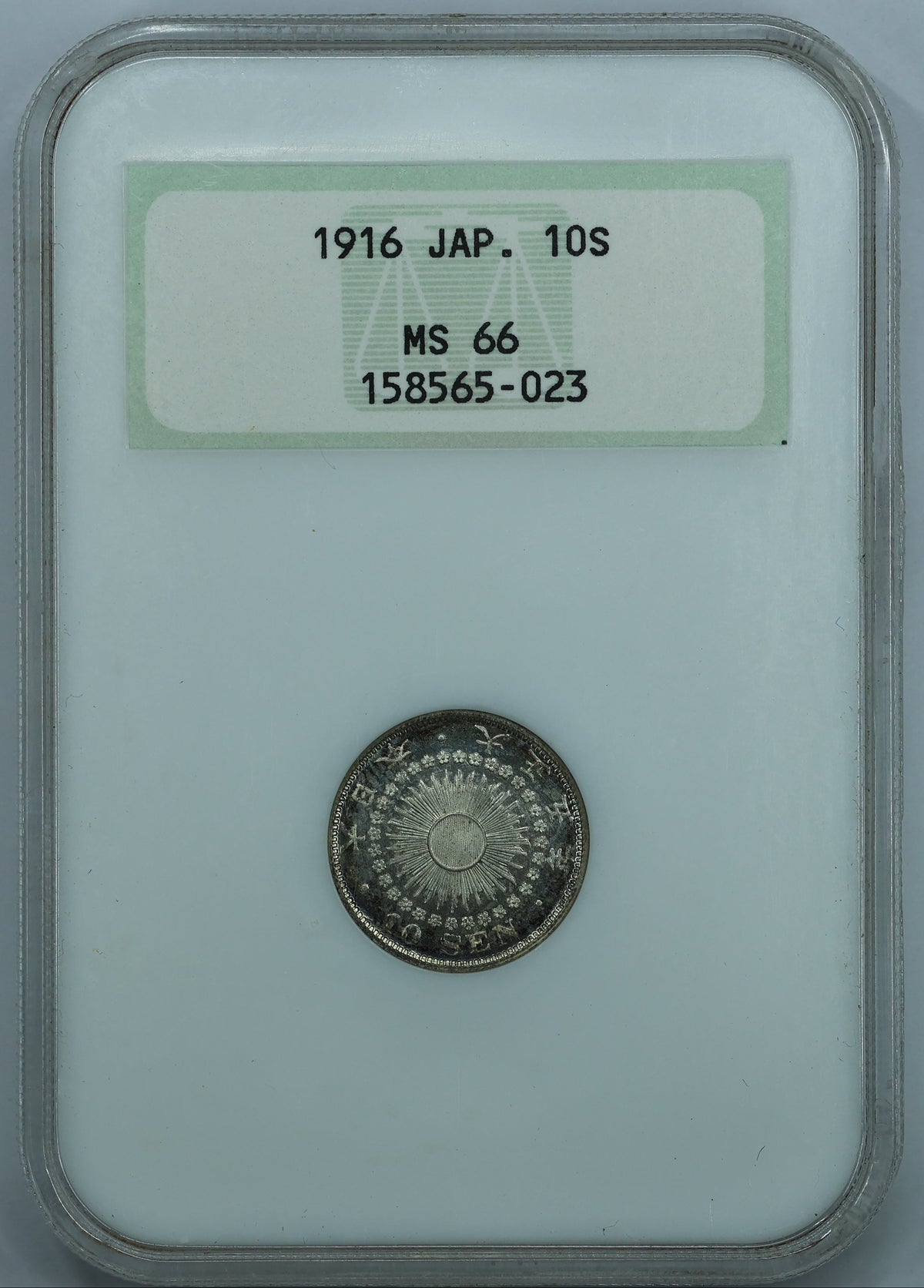 Japan - T5(1916) 10 Sen - Y# 36.2 - NGC MS 66